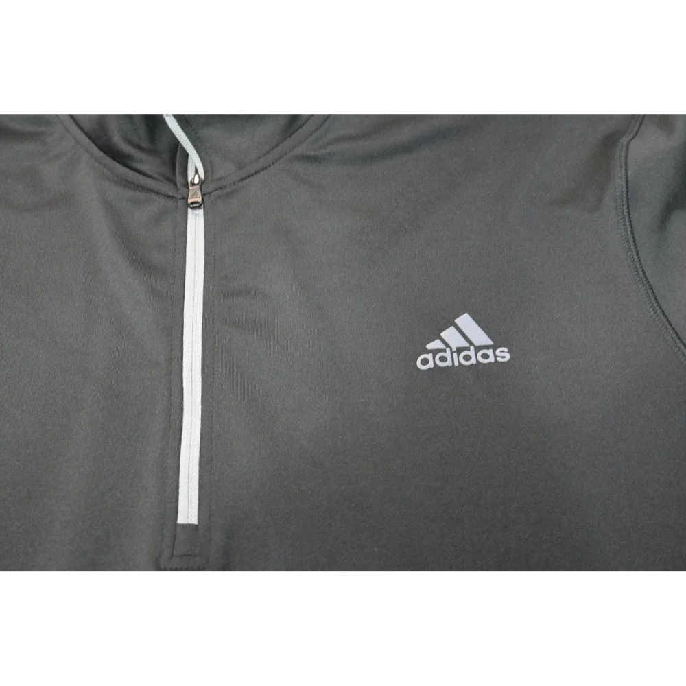 Adidas Golf Pullover Jacket Mens 2XL Black 1/4 Zip Reflective Stripes Excellent